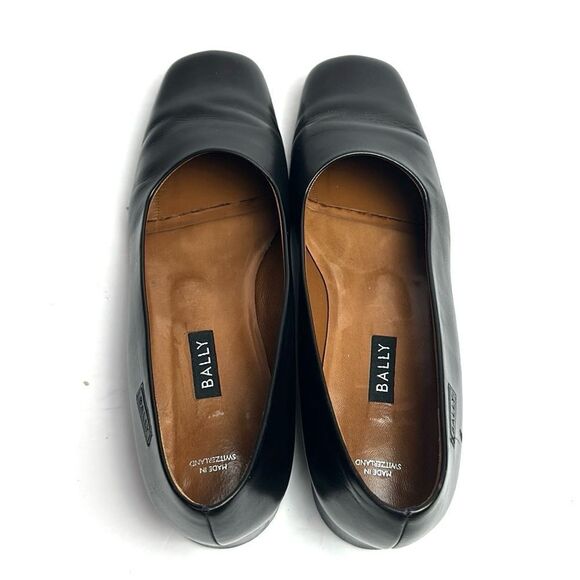 BALLY Wandei  Leather Shoes Black Low Heel Square Toe made in Switzerland US 7,5 - Picture 5 of 15